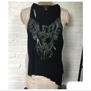 Akira Black Racerback Tank with Beading